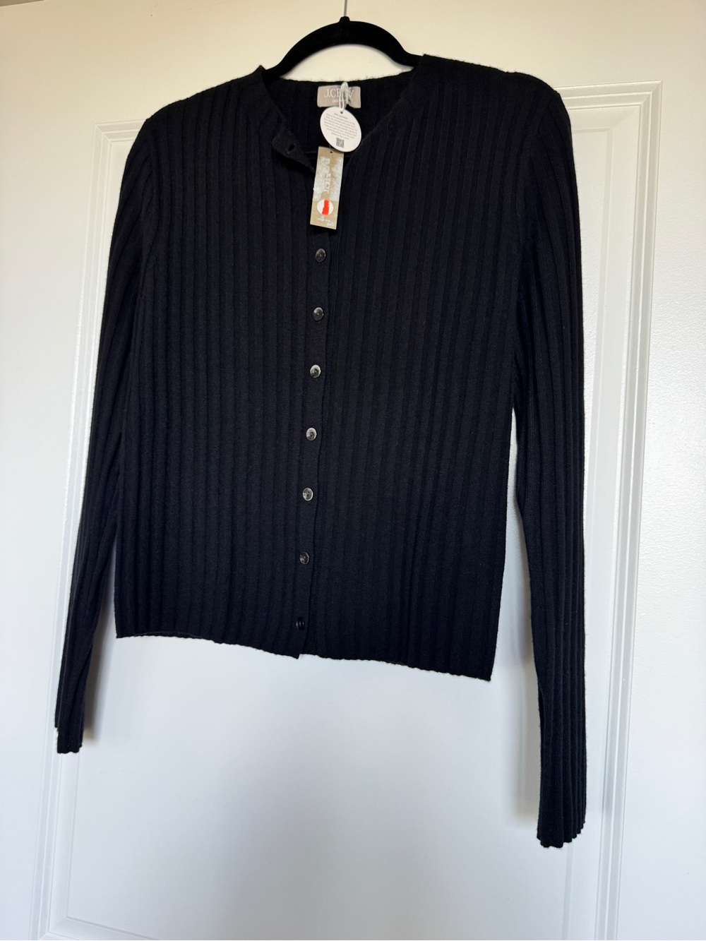NWT! J. CREW Women’s Wide-rib cashmere cardigan in black, size medium m - Picture 3 of 14